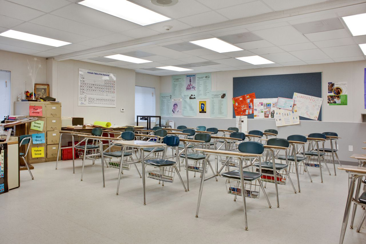 H.C. Wilcox Technical School , Interior Classroom Side and Desks