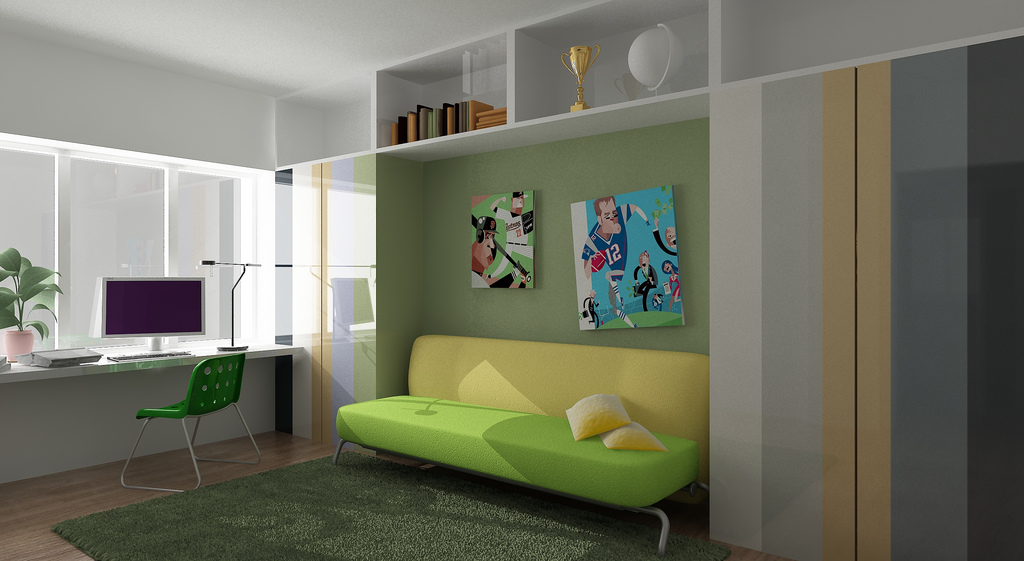Green Sofa Furniture and White Shelving s Inspiration