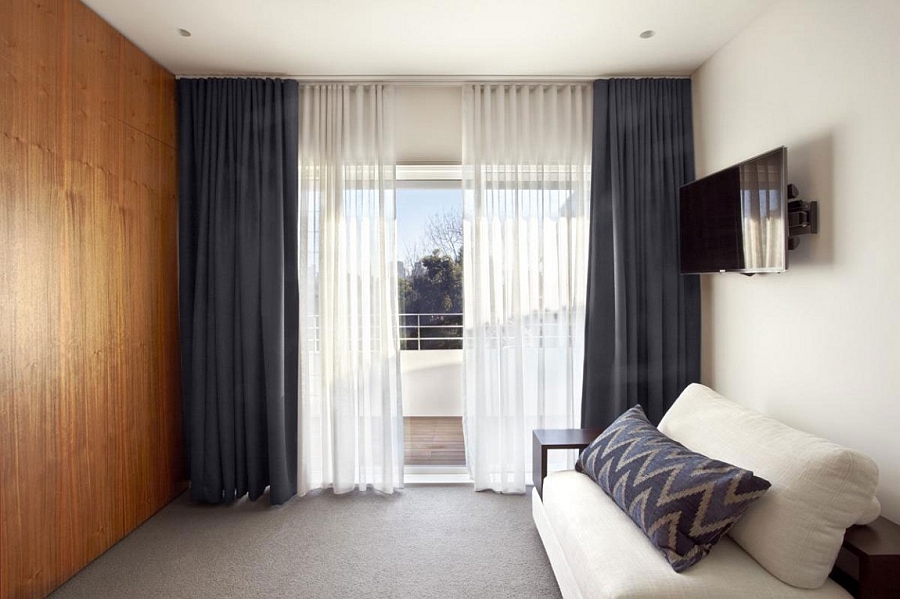 Balcony Used Modern Minimalist Furniture Grey and White Curtain