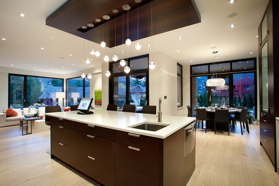 Glossy Sink and many Small Bubble Lamps