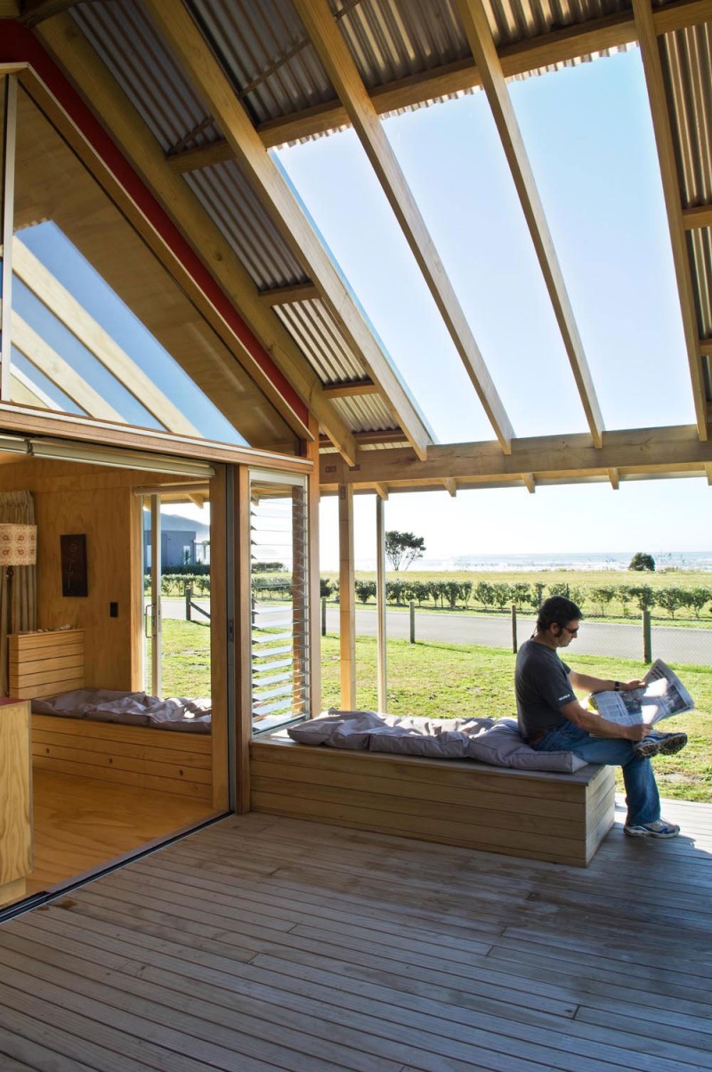 Terrace with Wide Skylights and the Wooden Floor