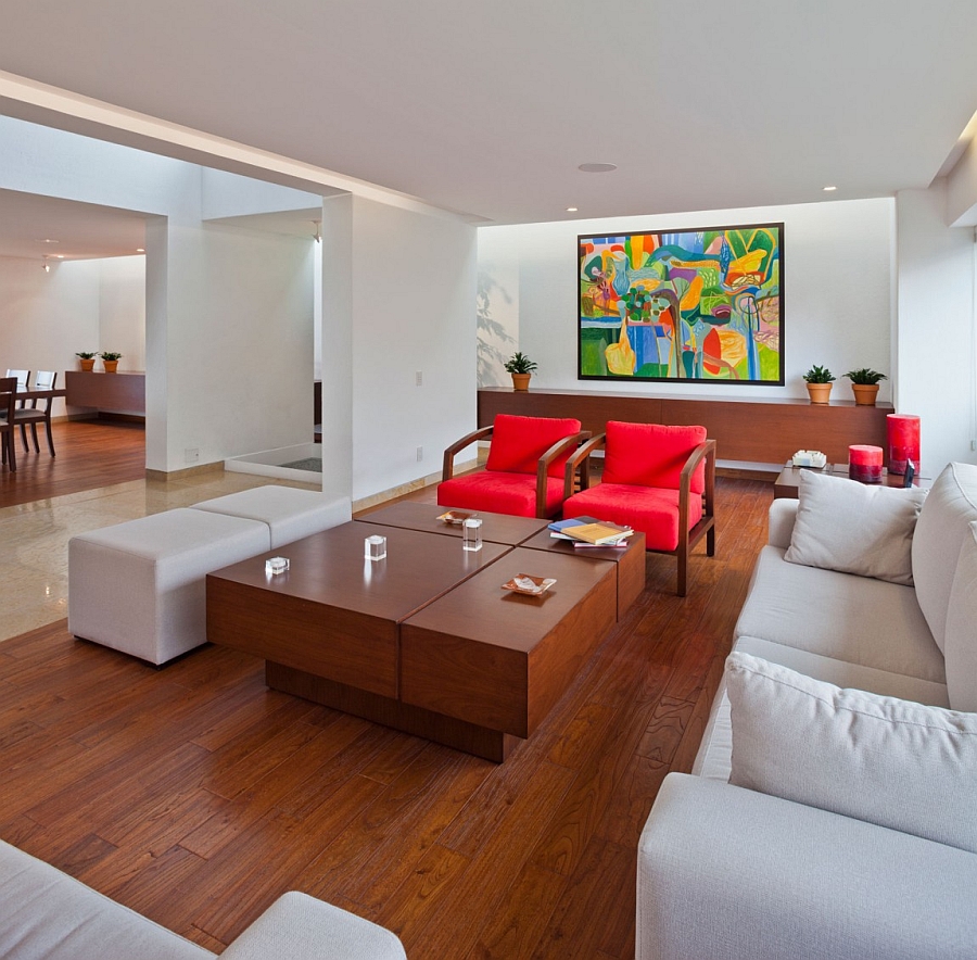 White Sofa Furniture and Wooden Table