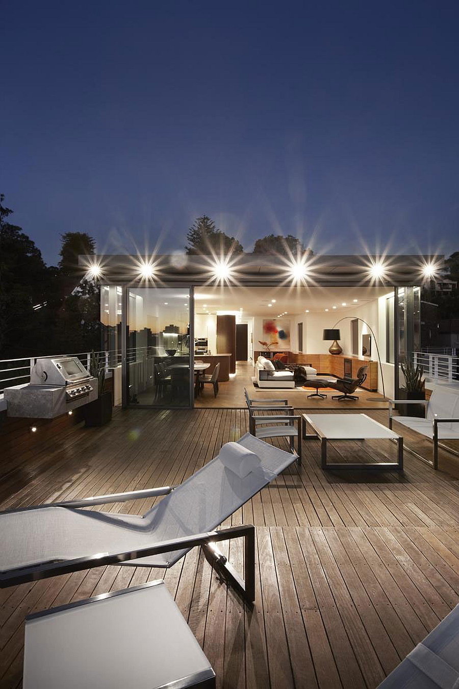 Wooden Flooring and Outdoor Kitchen Space and Minimalist Furniture
