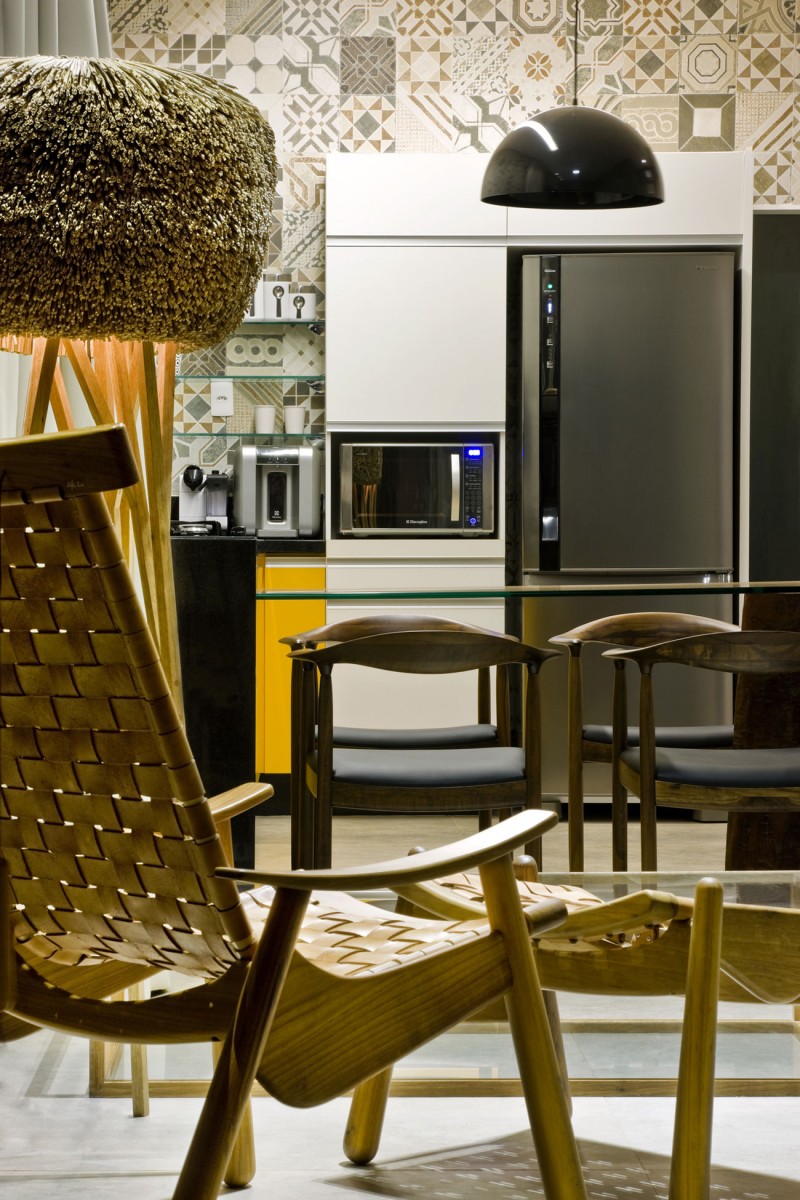 Artistic Webbing Chair near Dining Area