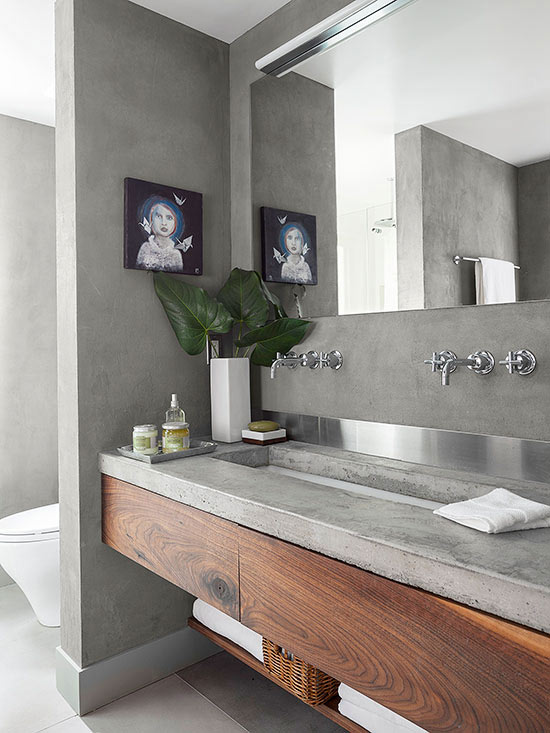 Bathroom Sink Cabinets Buying Guides Bathroom with classic subway tile, rustic wood planks