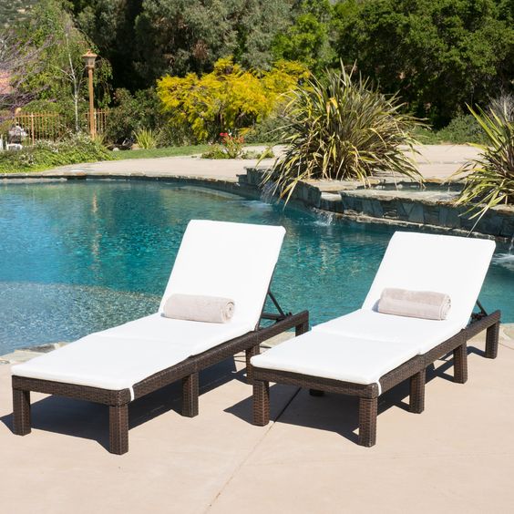 Estrella Outdoor Wicker Adjustable Chaise Lounge Chairs with Cushions Estrella Outdoor Wicker Adjustable Chaise Lounge Chairs with Cushions
