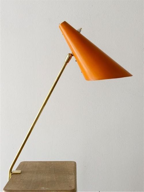 1950s Vintage Kalmar light lighting orange table lamp