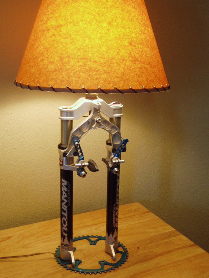 Amazing Recycle Bike Orange Table Lamp