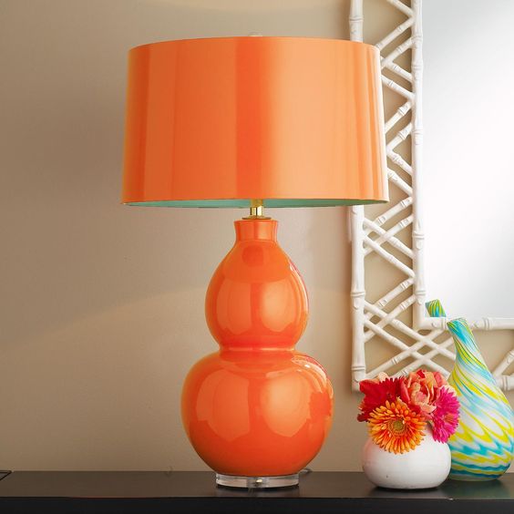 Pop Color Modern Ceramic Table Lamp Orange Melon