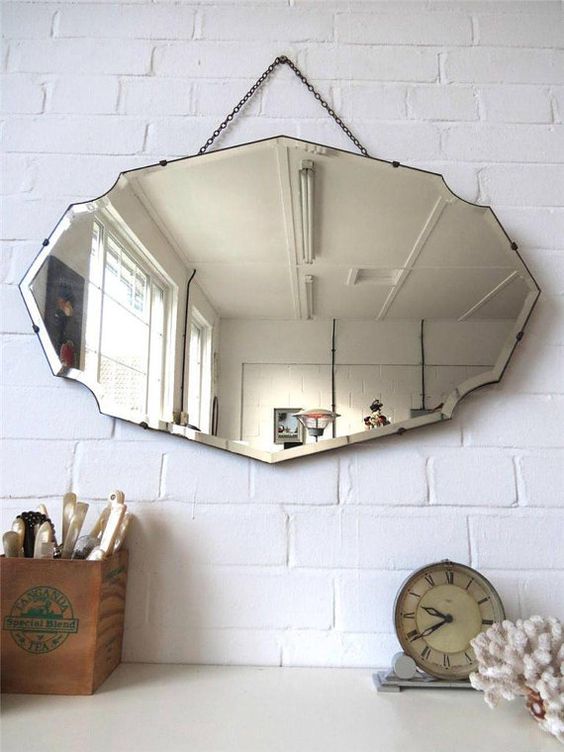 Vintage Large Bevelled Edge Frameless Wall Mirror Vintage Large Bevelled Edge Frameless Wall Mirror