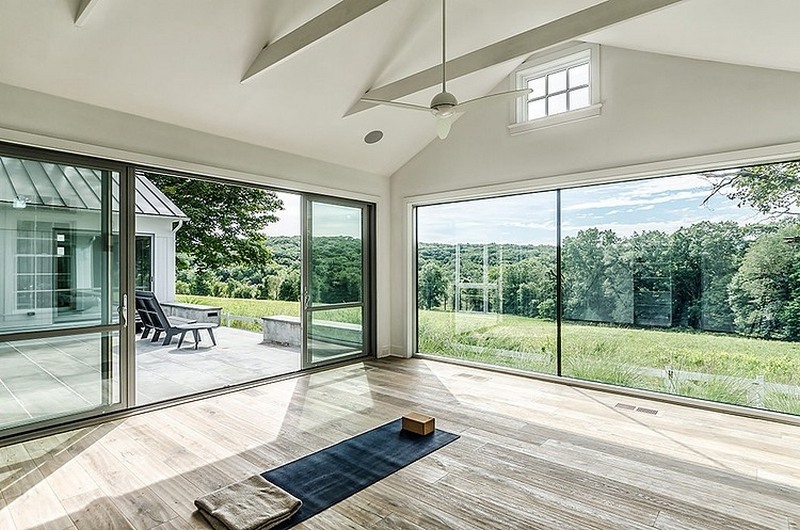 Interior Circa 1700 Blansfield Builders Among Cream Wooden Floor Applied Also Glass Wall Showing Exterior Area