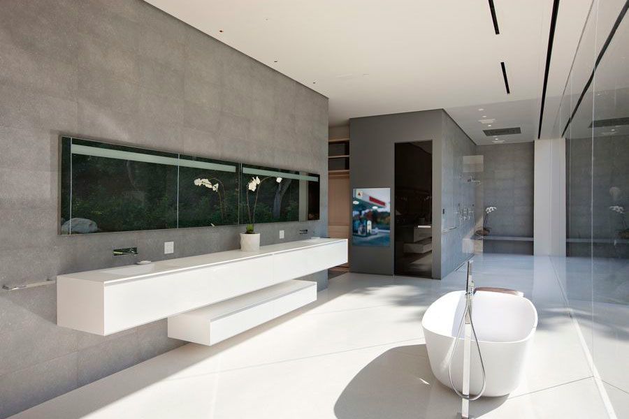 Steve Hermann Home Living Room Designed Among Modern Fireplace Constructed On The Bottom from TV Unit As Warmer