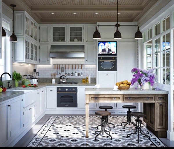 Modern Gourmet Kitchen With Open Floor Decoration