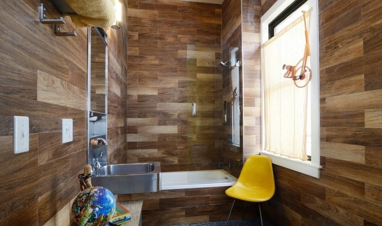 Accessories under A Bathroom Among Wooden Tile With Modern Shower Accessories under A Bathroom Among Wooden Tile With Modern Shower