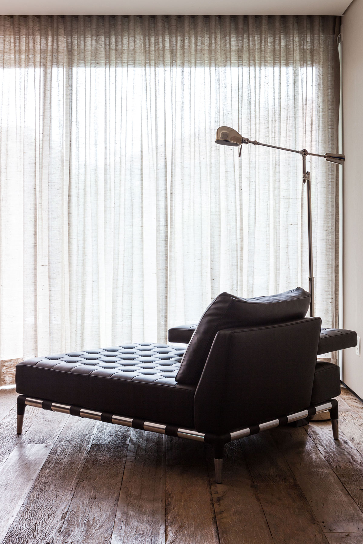 Wooden Floor Also Modern Floor Lamp And Seep Curtains