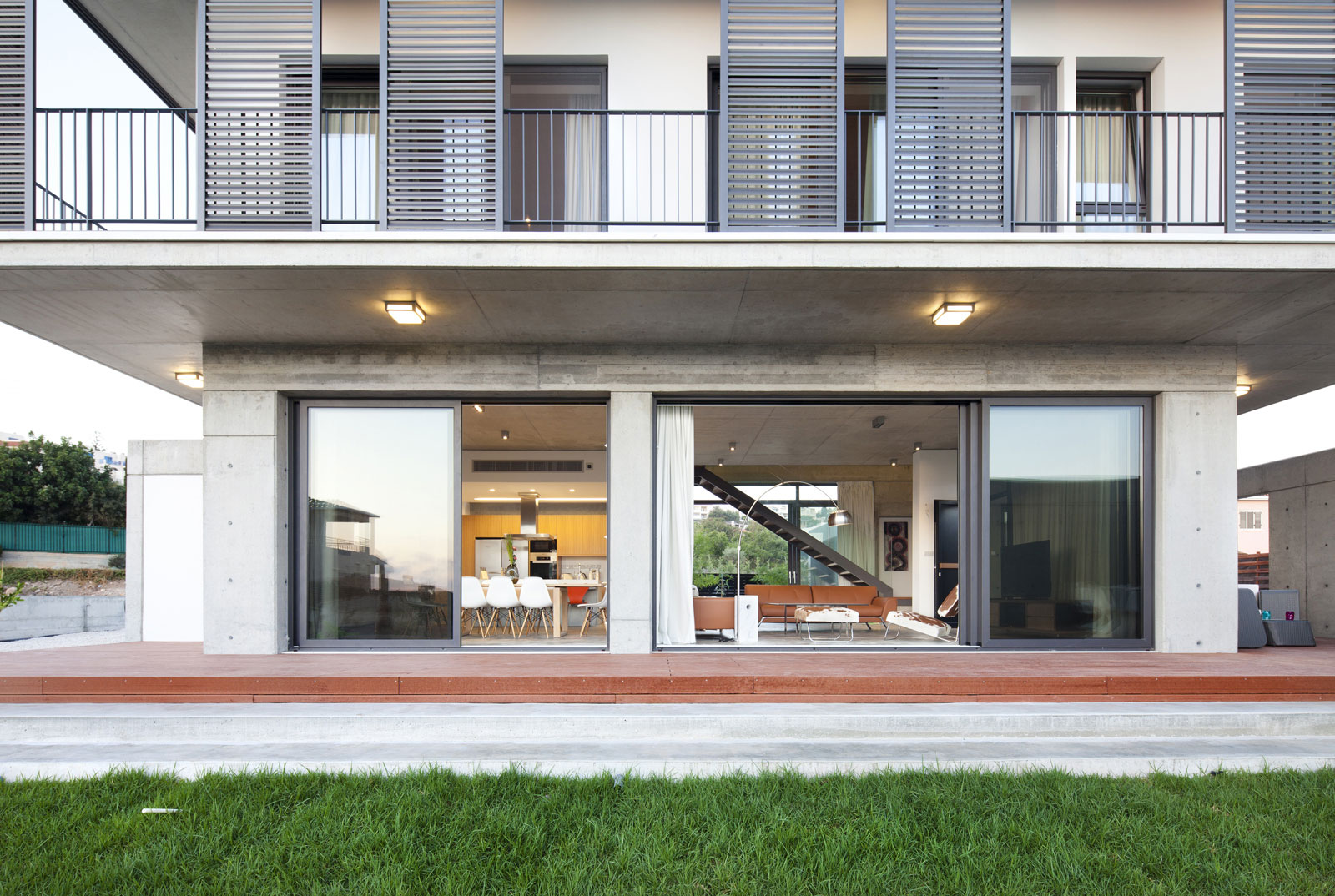 Brown Wooden Floor Terrace Green Grass Garden Also Windows Made From Glass Panels Brown Wooden Floor Terrace Green Grass Garden Also Windows Made From Glass Panels