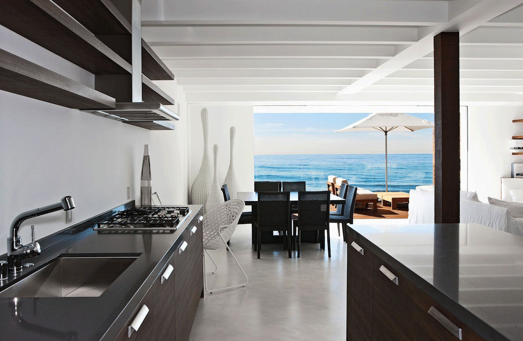 Decorated Among Minimalist Modern Furniture under Black Wooden