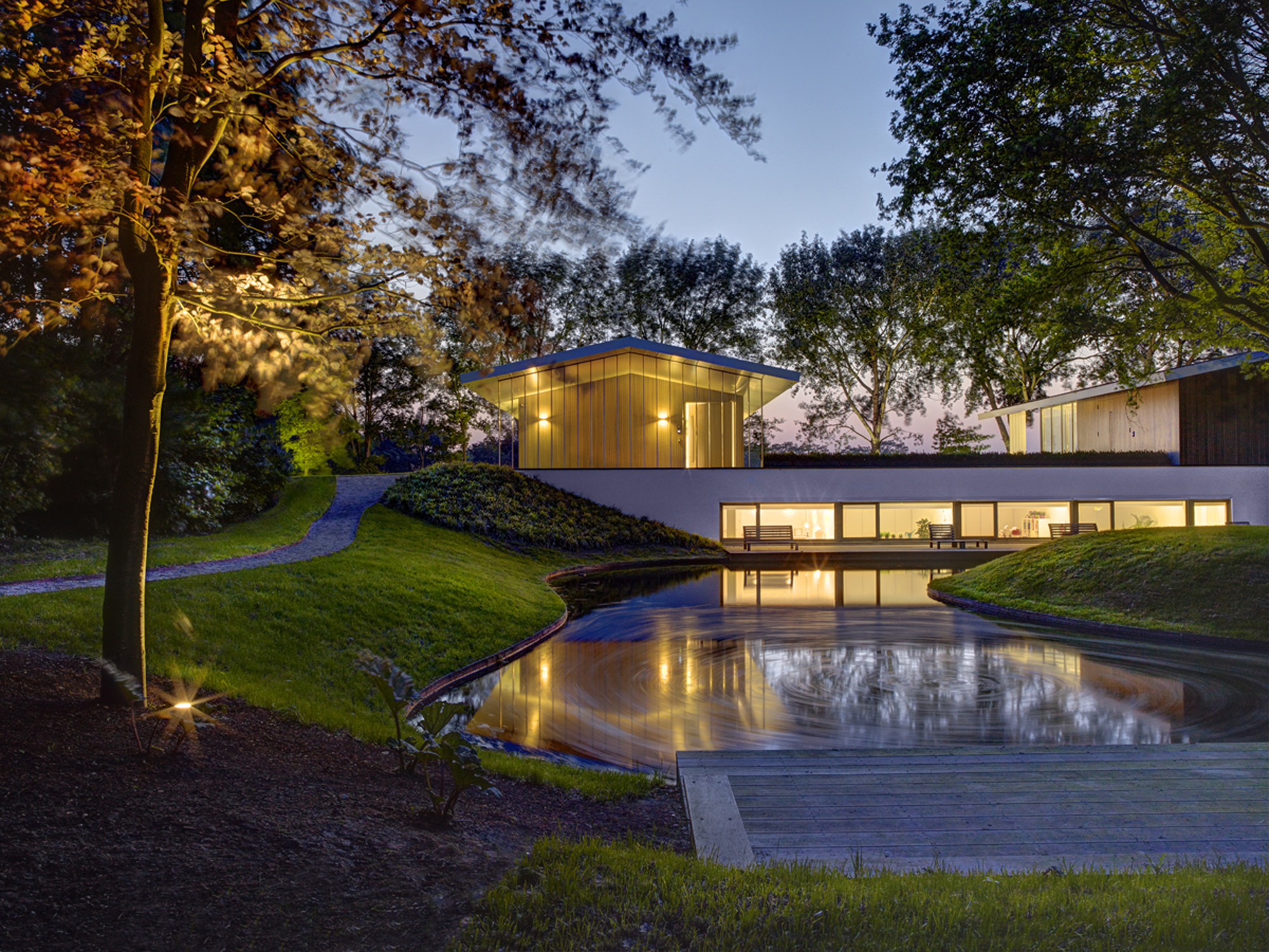 Architecture Wide Pond Which Is Filled Near Dark Colored Water Architecture Wide Pond Which Is Filled Near Dark Colored Water