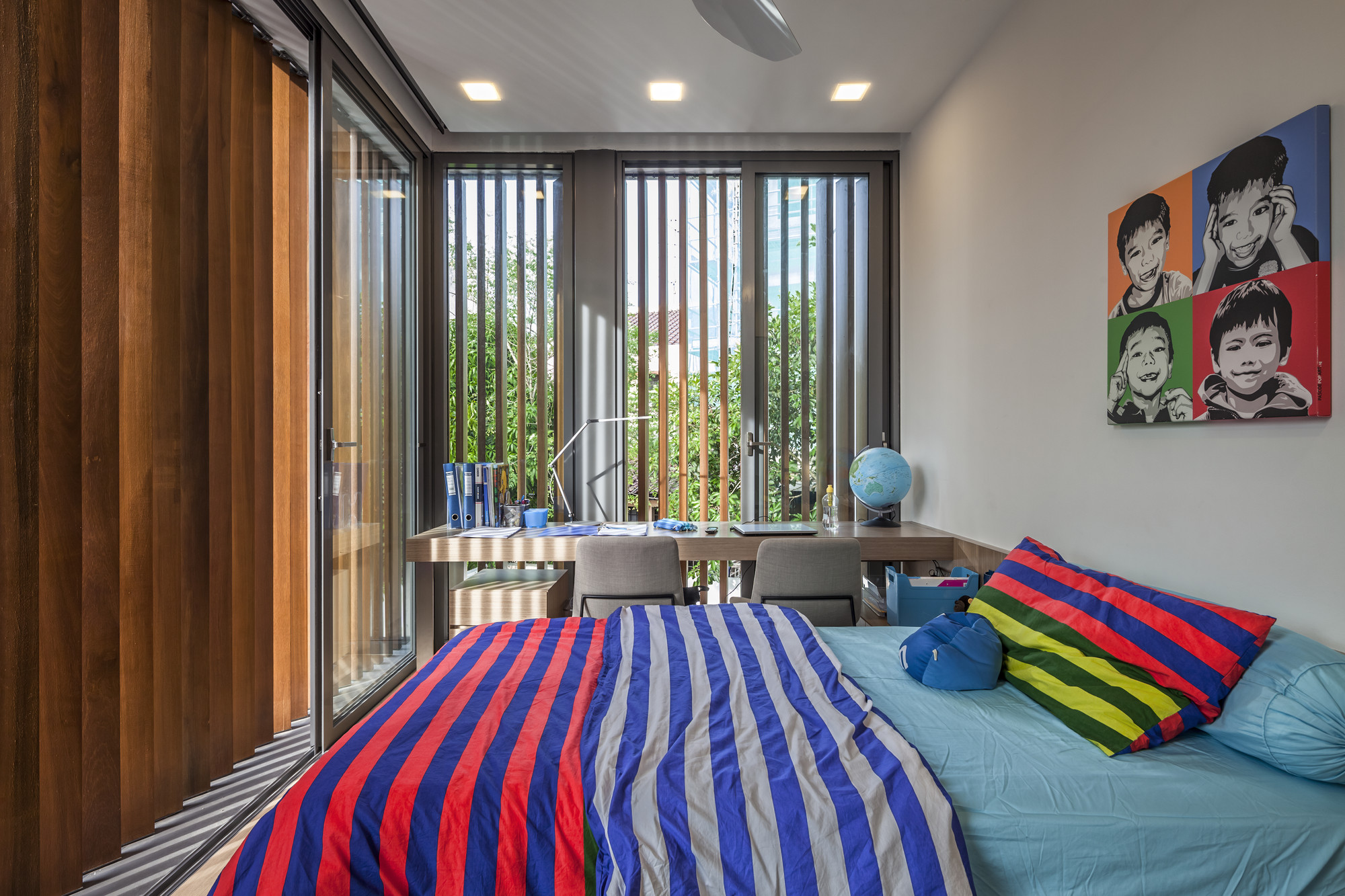 Blue Mint Colored Bed Linen Along With Several Colors Of Blanket Stripes Blue Mint Colored Bed Linen Along With Several Colors Of Blanket Stripes