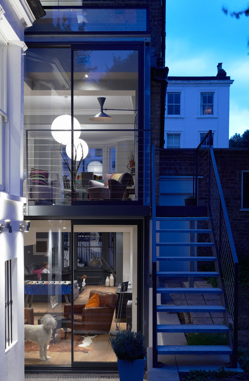 Combination Of Wide Glass Bay Window Also Outdoor Staircase At Sideyard Combination Of Wide Glass Bay Window Also Outdoor Staircase At Sideyard
