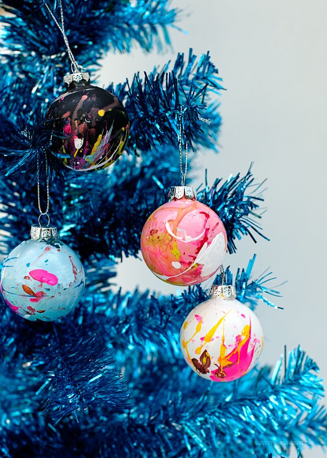 DIY Paint Splatter Christmas Ornaments
