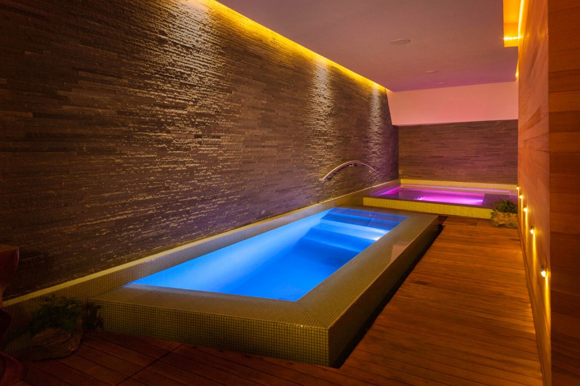 Indoor Pool Added Near Wooden Floor Indoor Pool Added Near Wooden Floor