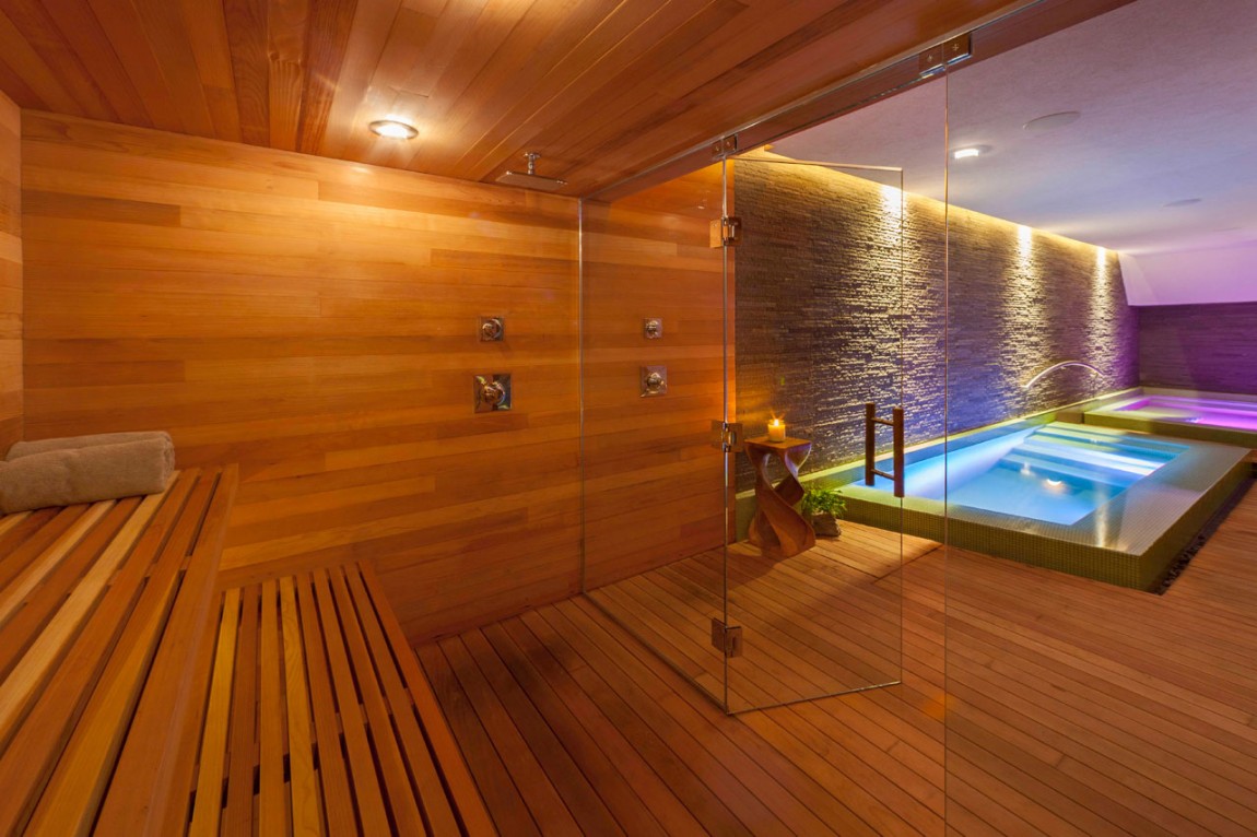 Indoor Pool Surrounding Near All Wooden Floor Indoor Pool Surrounding Near All Wooden Floor