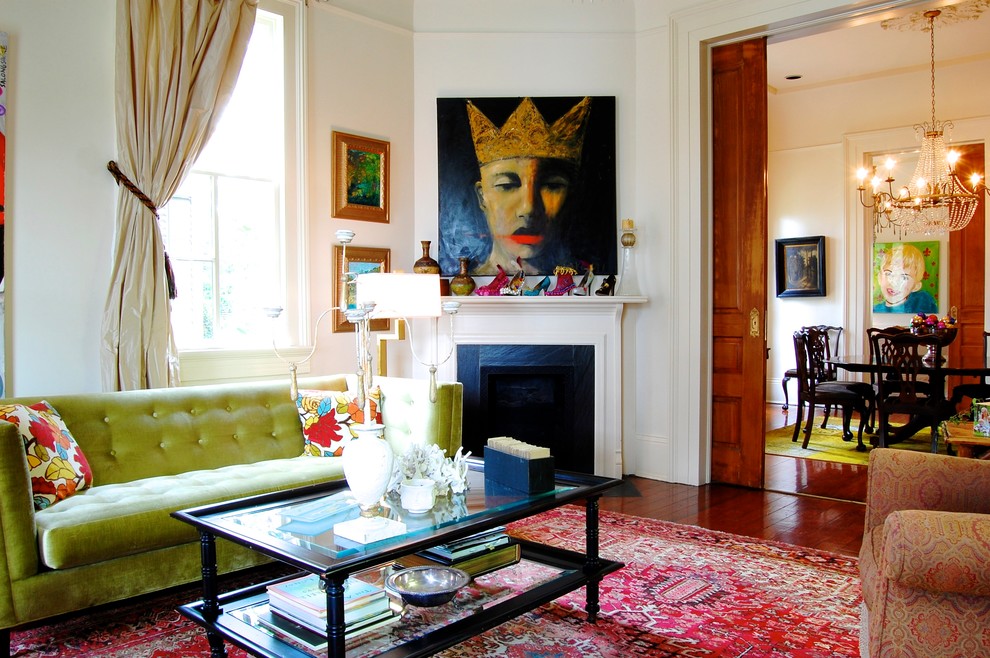 Mantel decorating idea with wall art
