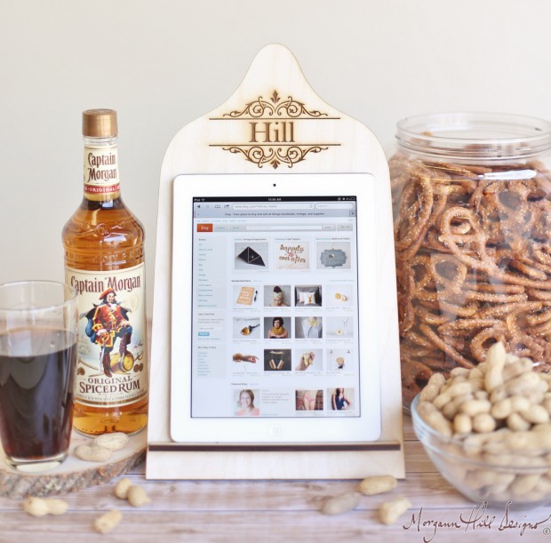Personalized iPad Stand Cutting Board Style