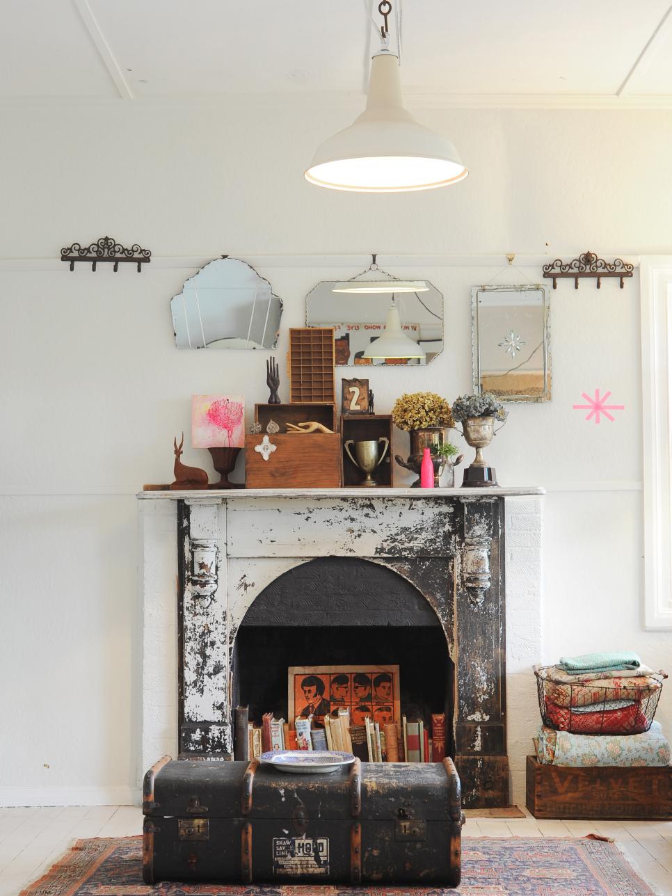 Rustic fireplace mantel