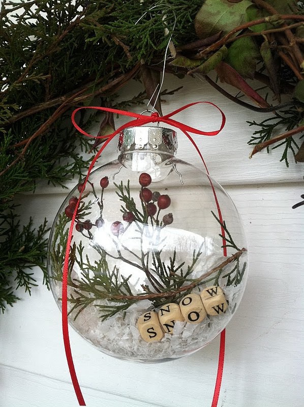 Rustic glass christmas ornament snow