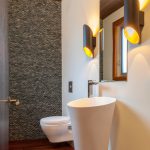 Square Mirror On Clear Wall Also Sink On Floor
