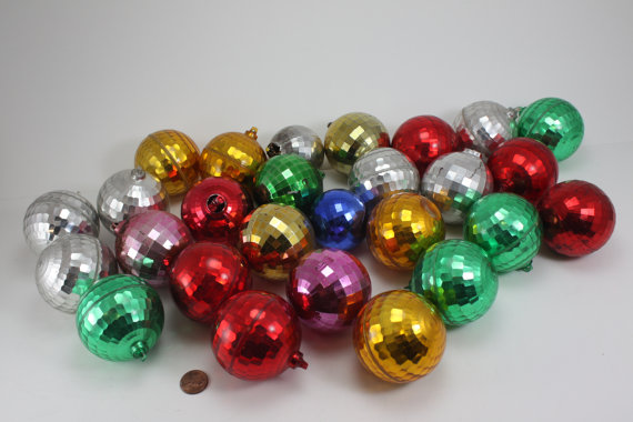  Vintage Christmas Ornaments Plastic Metallic Look