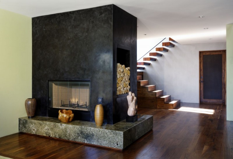 Iconic Fireplace Space Decorated With Some Artworks Awesome Falily Room Decor Ideas At West Hollywood Residence Near Iconic Fireplace Space Decorated With SomeArtworks