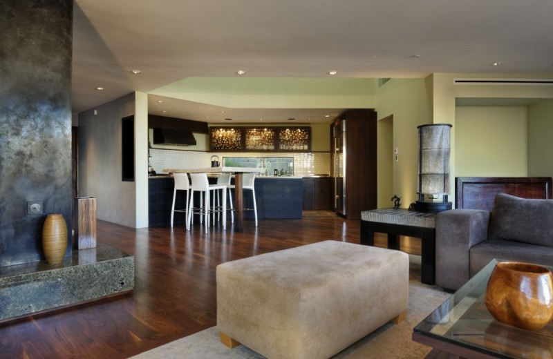 Beautiful Design Of Living Room - Open Floor To Kitchen Decorated with Upholstered Bench Beautiful Design Of Living Room At West Hollywood Residence Open Floor To Kitchen Decorated Near Upholstered Bench