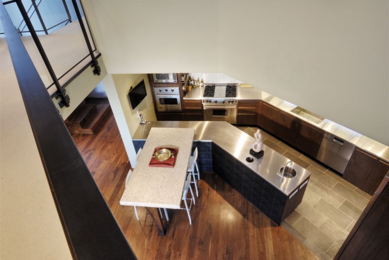 Modern Kitchen Design with Wooden Floor Modern Kitchen Design Inside West Hollywood Residence Near Wooden Floor Along With Metal Countertop Ideas