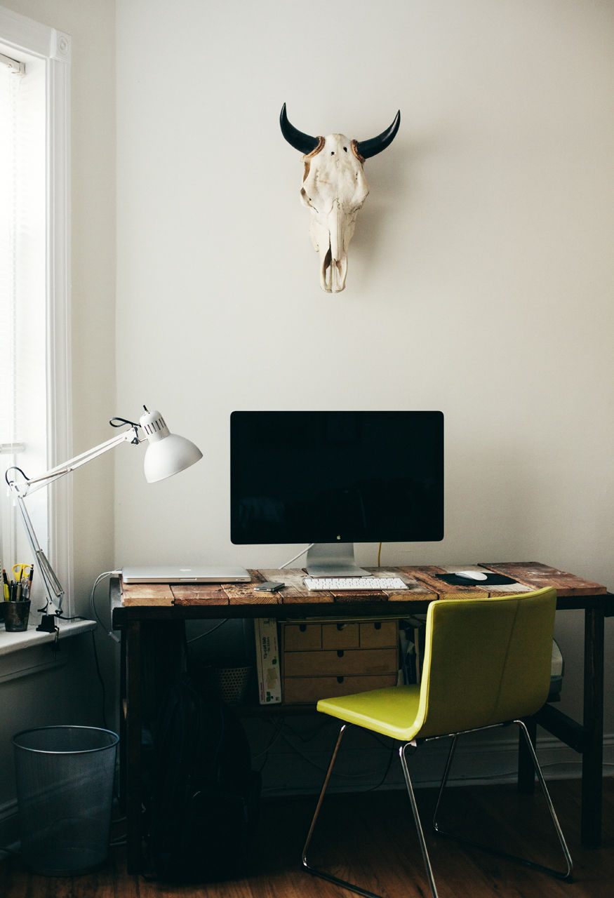 Office Decorating Ideas For Men with Stunning Yellow Quilted Swivel Chair Coupled Near Clear Desk