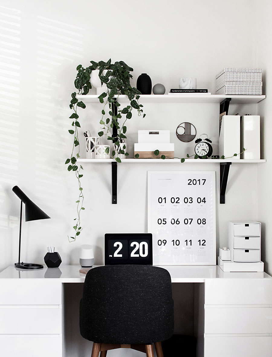 Black and white office shelving