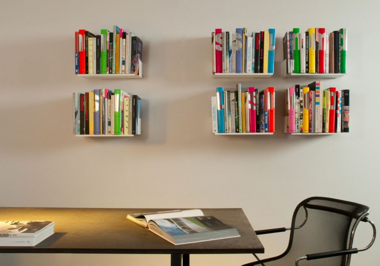 Minimalist Wall Office Shelving Near Long Table Also Armrest Chair Inside Stainless Steel Frame
