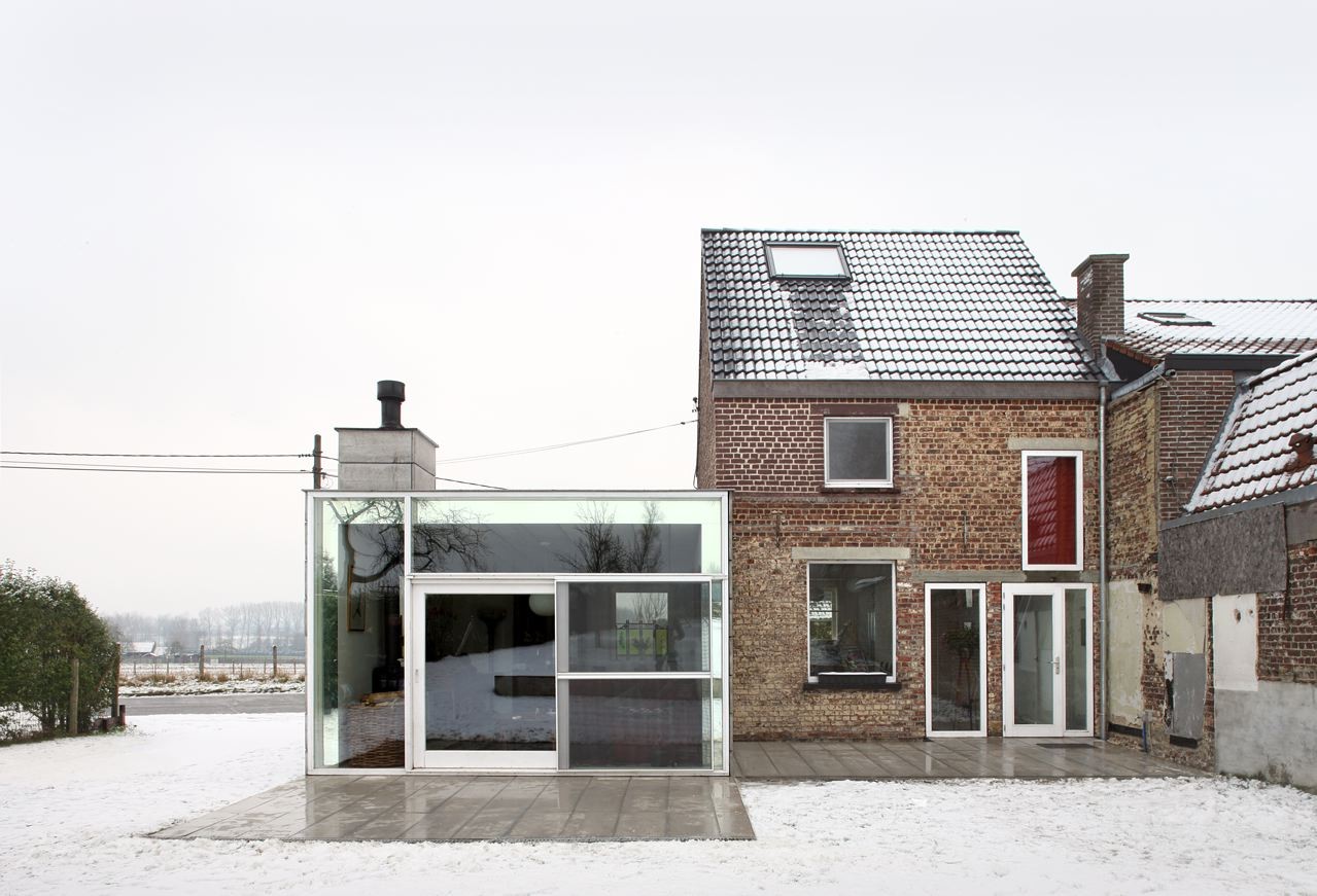 House H by Architecten de Vylder Vinck Taillieu - Building Featured Near Chimney Near Glass Wall To Enhance House H by Architecten de Vylder Vinck Taillieu - Building Featured Near Chimney Near Glass Wall To Enhance