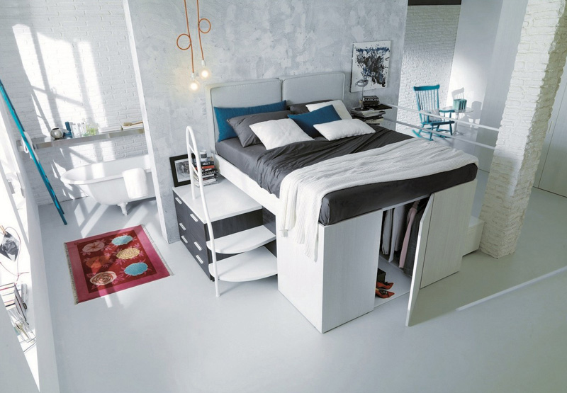 Italian furniutre manufacturers came up with pretty clever bed designs with lots of storage hidden underneath